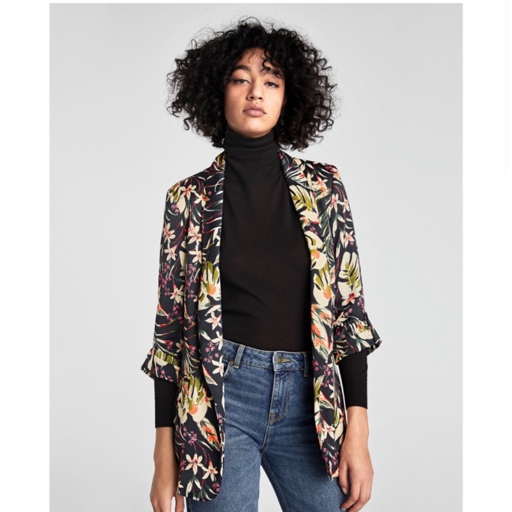 ZARA tropical floral blazer S